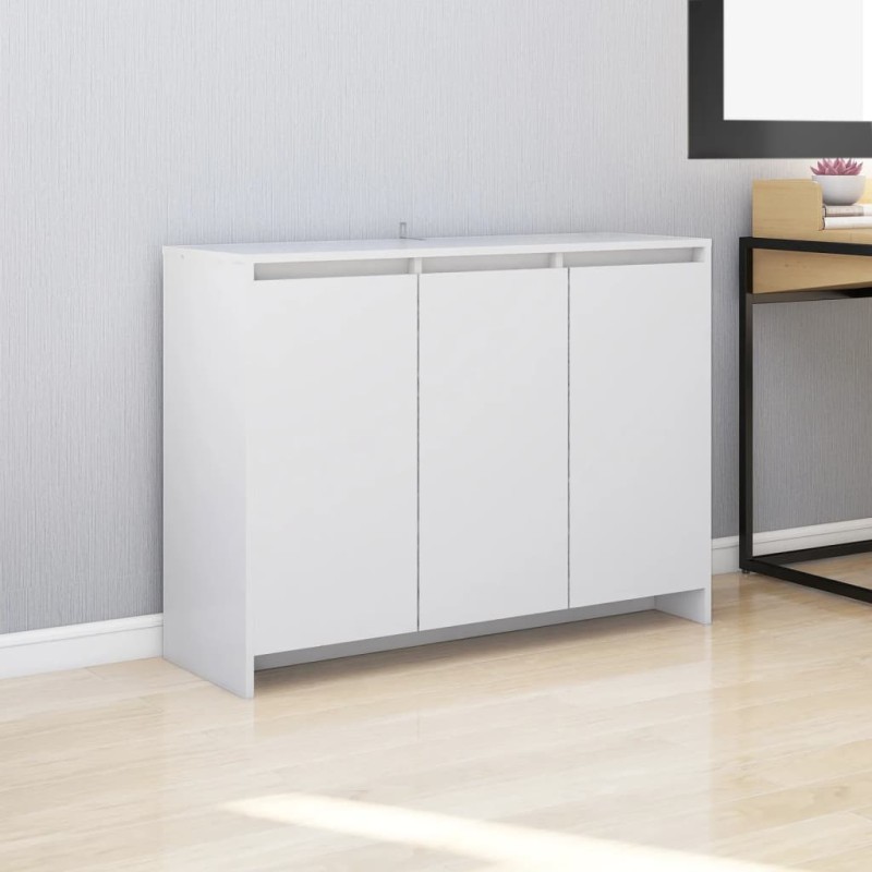 vidaXL Aparador de madera contrachapada blanco 102x33x75 cm vidaXL Aparador de madera contrachapada blanco 102x33x75 cm