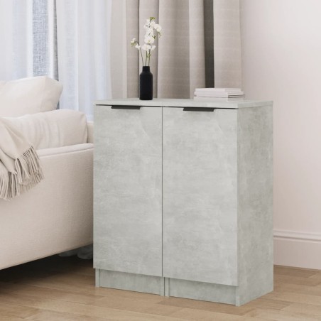 vidaXL Aparadores 2 uds madera contrachapada gris hormigón 30x30x70 cm