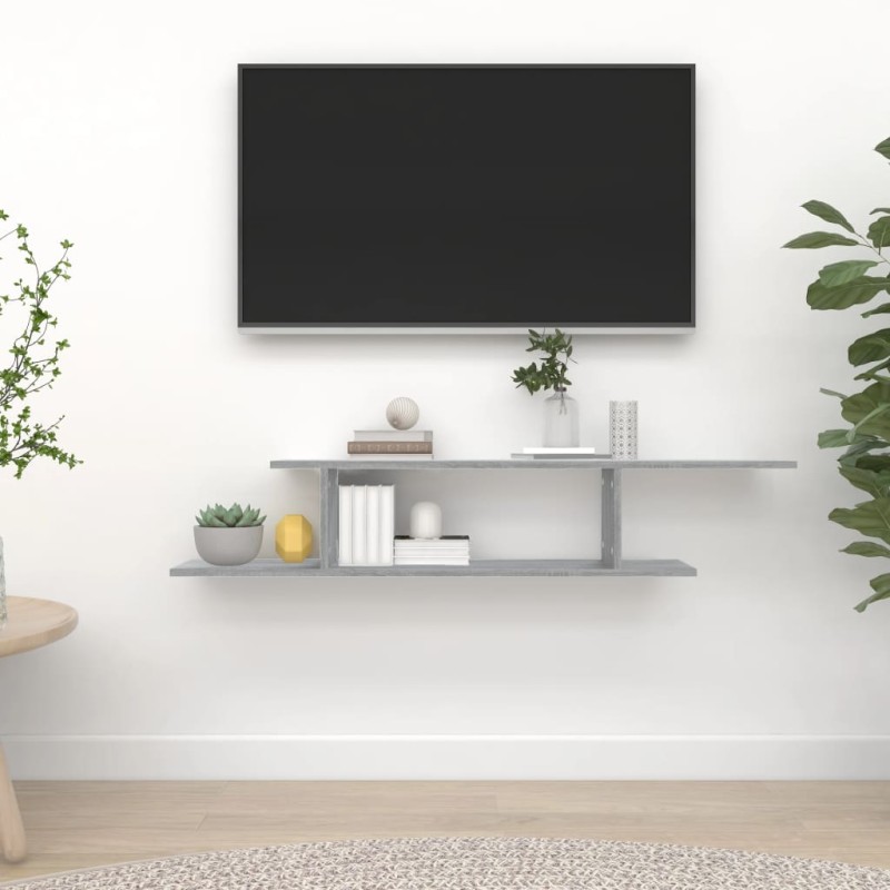 vidaXL Estante de pared para TV contrachapado gris Sonoma 125x18x23 cm