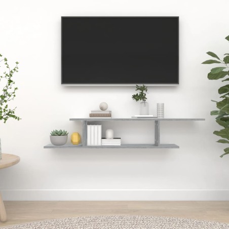 vidaXL Estante de pared para TV contrachapado gris Sonoma 125x18x23 cm