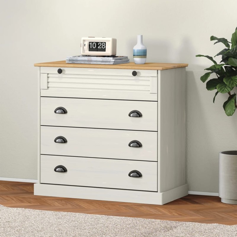 vidaXL Cómoda VIGO madera maciza pino blanco 80x40x76 cm vidaXL Cómoda VIGO madera maciza pino blanco 80x40x76 cm
