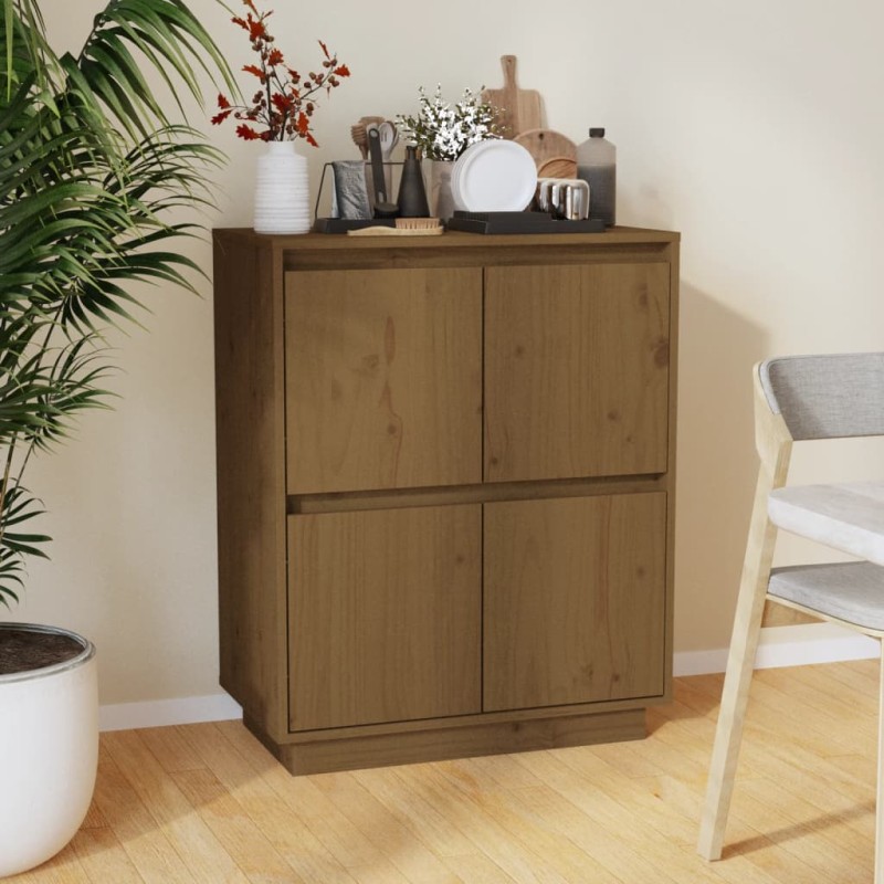 vidaXL Aparador de madera maciza de pino marrón miel 60x34x75 cm