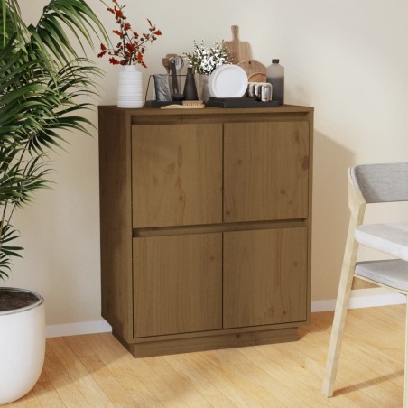 vidaXL Aparador de madera maciza de pino marrón miel 60x34x75 cm