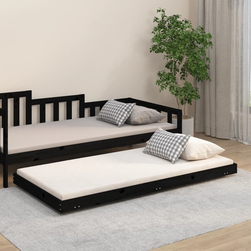 vidaXL Estructura de cama madera maciza de pino negro 75x190 cm vidaXL Estructura de cama madera maciza de pino negro 75x190 cm