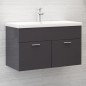 vidaXL Armario para lavabo contrachapada gris brillo 80x38,5x46 cm vidaXL Armario para lavabo contrachapada gris brillo 80x38,5x46 cm