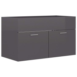 vidaXL Armario para lavabo contrachapada gris brillo 80x38,5x46 cm