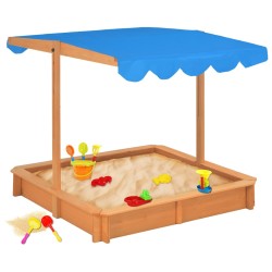 vidaXL Arenero con techo ajustable de madera de abeto 115x115x115 cm