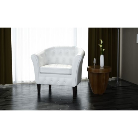 vidaXL Sillón con diseño de cubo cuero sintético blanco