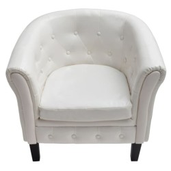 vidaXL Sillón con diseño de cubo cuero sintético blanco