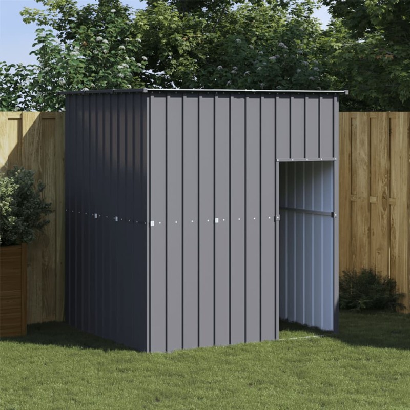 vidaXL Caseta perros con tejado acero galvanizado gris 165x153x181 cm
