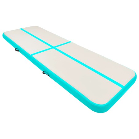 vidaXL Esterilla inflable de gimnasia y bomba PVC verde 400x100x15 cm