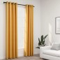 vidaXL Cortinas opacas con ojales look lino 2 pzas amarillo 140x225 cm vidaXL Cortinas opacas con ojales look lino 2 pzas amarillo 140x225 cm