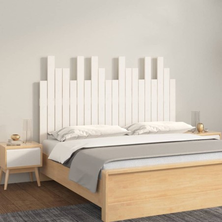 vidaXL Cabecero de cama pared madera maciza pino blanco 127,5x3x80 cm