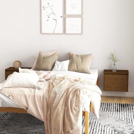 vidaXL Armario de pared 2 uds madera de pino marrón miel 45x30x35 cm
