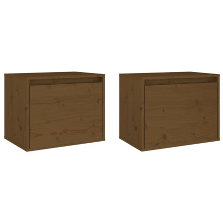 vidaXL Armario de pared 2 uds madera de pino marrón miel 45x30x35 cm