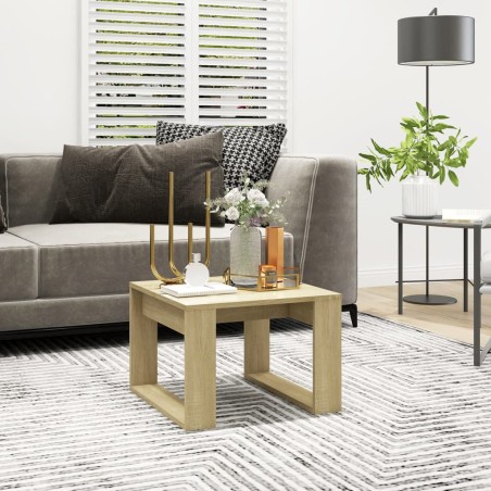 vidaXL Mesa auxiliar de madera contrachapada roble Sonoma 50x50x35 cm