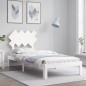 vidaXL Estructura de cama con cabecero madera maciza blanco vidaXL Estructura de cama con cabecero madera maciza blanco