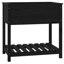 vidaXL Jardinera con estante madera maciza de pino negro 82,5x54x81 cm