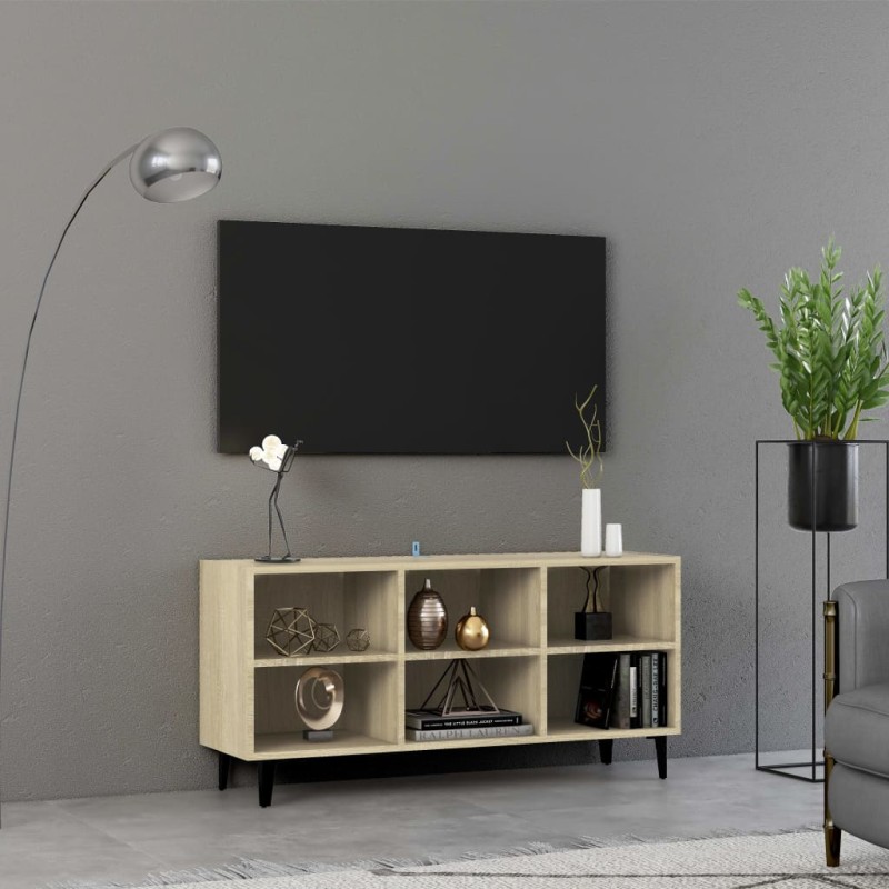 vidaXL Mueble de TV con patas metal color roble Sonoma 103,5x30x50 cm vidaXL Mueble de TV con patas metal color roble Sonoma 103,5x30x50 cm