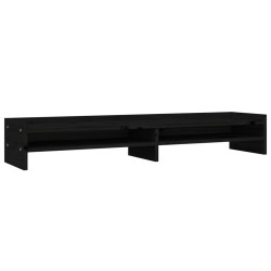 vidaXL Soporte para monitor madera maciza de pino negro 100x24x16 cm