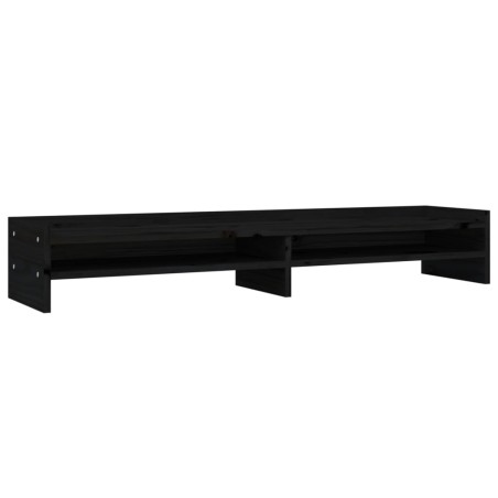 vidaXL Soporte para monitor madera maciza de pino negro 100x24x16 cm