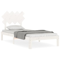 vidaXL Estructura de cama con cabecero madera maciza blanco
