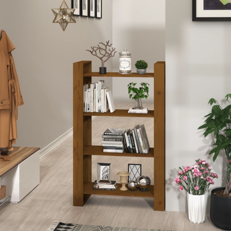 vidaXL Estantería/divisor espacios madera pino marrón miel 80x35x125cm vidaXL Estantería/divisor espacios madera pino marrón miel 80x35x125cm