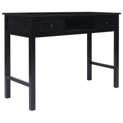 vidaXL Escritorio de madera maciza de Paulownia negro 108x45x76 cm