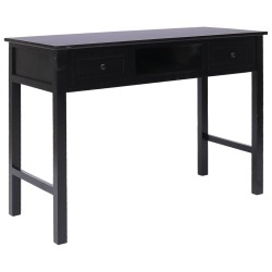 vidaXL Escritorio de madera maciza de Paulownia negro 108x45x76 cm