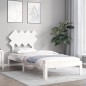 vidaXL Estructura de cama con cabecero madera maciza blanco vidaXL Estructura de cama con cabecero madera maciza blanco