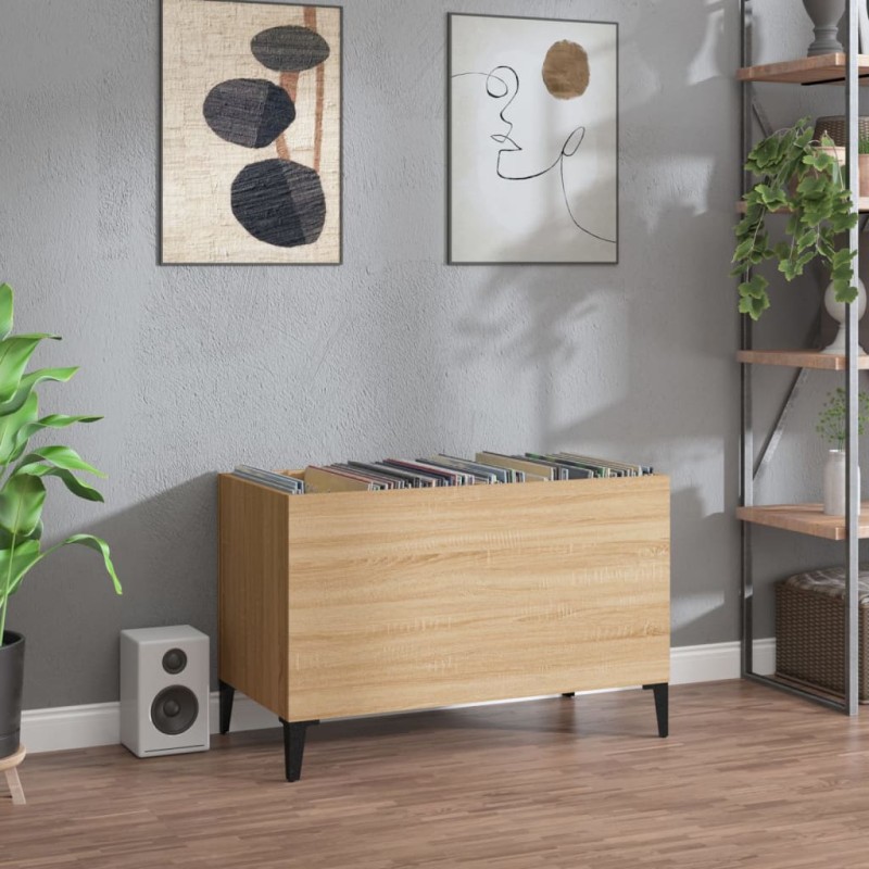 vidaXL Mueble discos madera contrachapada roble Sonoma 74,5x38x48 cm vidaXL Mueble discos madera contrachapada roble Sonoma 74,5x38x48 cm