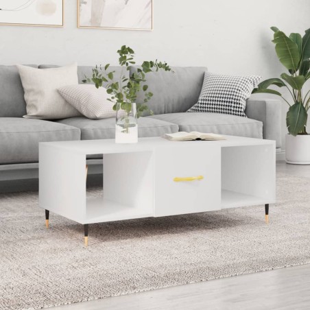 vidaXL Mesa de centro madera contrachapada blanco 102x50x40 cm