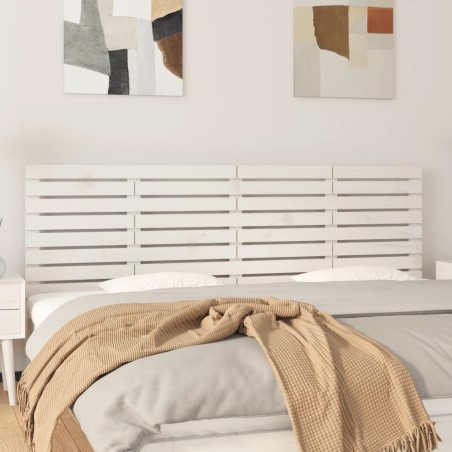 vidaXL Cabecero de cama de pared madera maciza pino blanco 166x3x63 cm