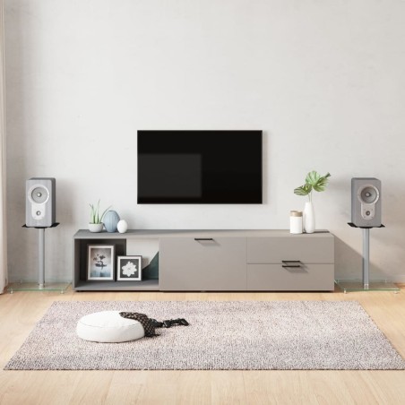 vidaXL Soportes de altavoces 2 uds vidrio templado plateado 1 pilar