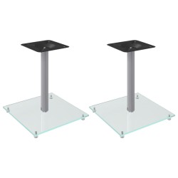 vidaXL Soportes de altavoces 2 uds vidrio templado plateado 1 pilar