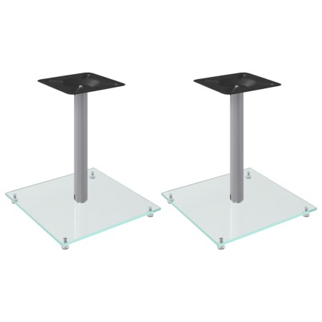 vidaXL Soportes de altavoces 2 uds vidrio templado plateado 1 pilar