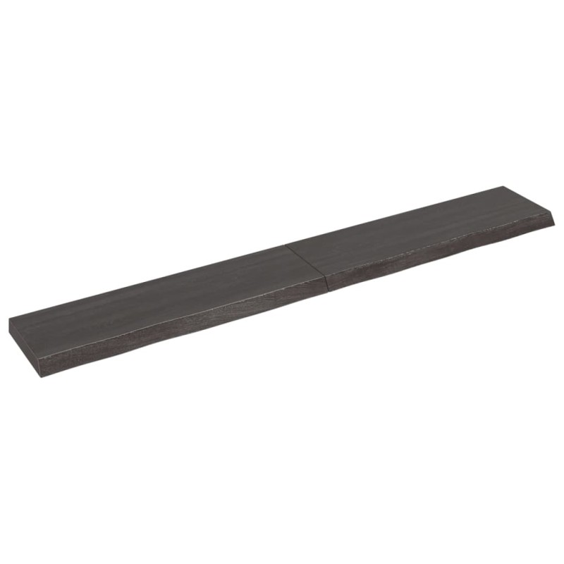 vidaXL Estante pared madera roble tratada marrón oscuro 200x30x(2-6)cm vidaXL Estante pared madera roble tratada marrón oscuro 200x30x(2-6)cm
