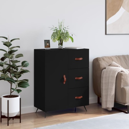 vidaXL Aparador de madera de ingeniería negro 69,5x34x90 cm