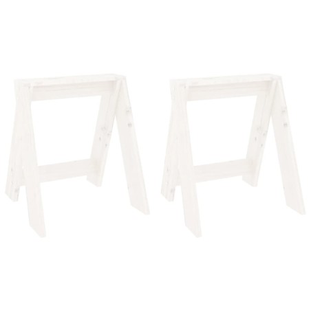 vidaXL Taburetes 2 unidades madera maciza de pino blanco 40x40x45 cm