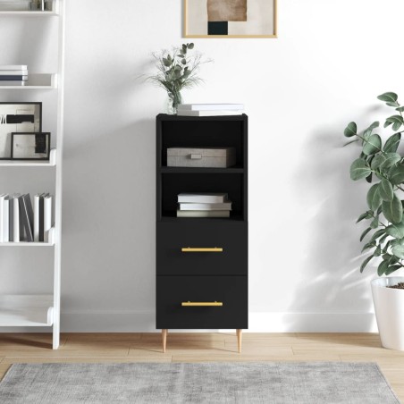 vidaXL Aparador de madera contrachapada negro 34,5x34x90 cm