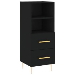 vidaXL Aparador de madera contrachapada negro 34,5x34x90 cm