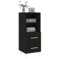 vidaXL Aparador de madera contrachapada negro 34,5x34x90 cm