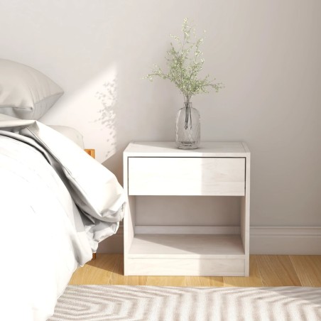 vidaXL Mesita de noche madera maciza de pino blanco 40x31x40 cm