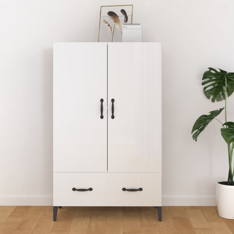 vidaXL Aparador de madera contrachapada blanco brillante 70x31x115cm vidaXL Aparador de madera contrachapada blanco brillante 70x31x115cm
