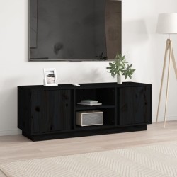 vidaXL Mueble de TV madera maciza de pino negro 110x35x40,5 cm