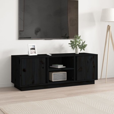 vidaXL Mueble de TV madera maciza de pino negro 110x35x40,5 cm