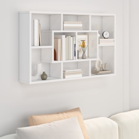 vidaXL Estantería de pared contrachapada blanco brillante 85x16x52,5cm