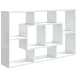 vidaXL Estantería de pared contrachapada blanco brillante 85x16x52,5cm