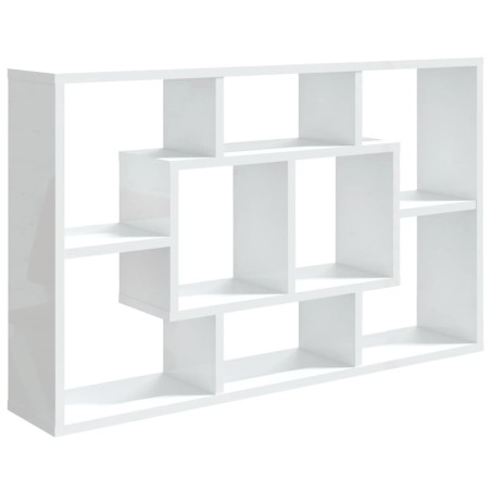 vidaXL Estantería de pared contrachapada blanco brillante 85x16x52,5cm
