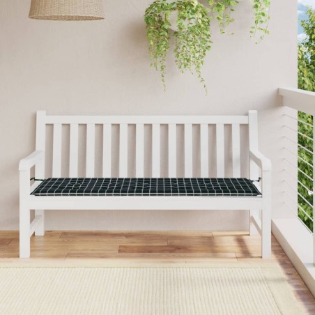 vidaXL Cojín de banco de jardín tela Oxford a cuadros negro 150x50x3cm